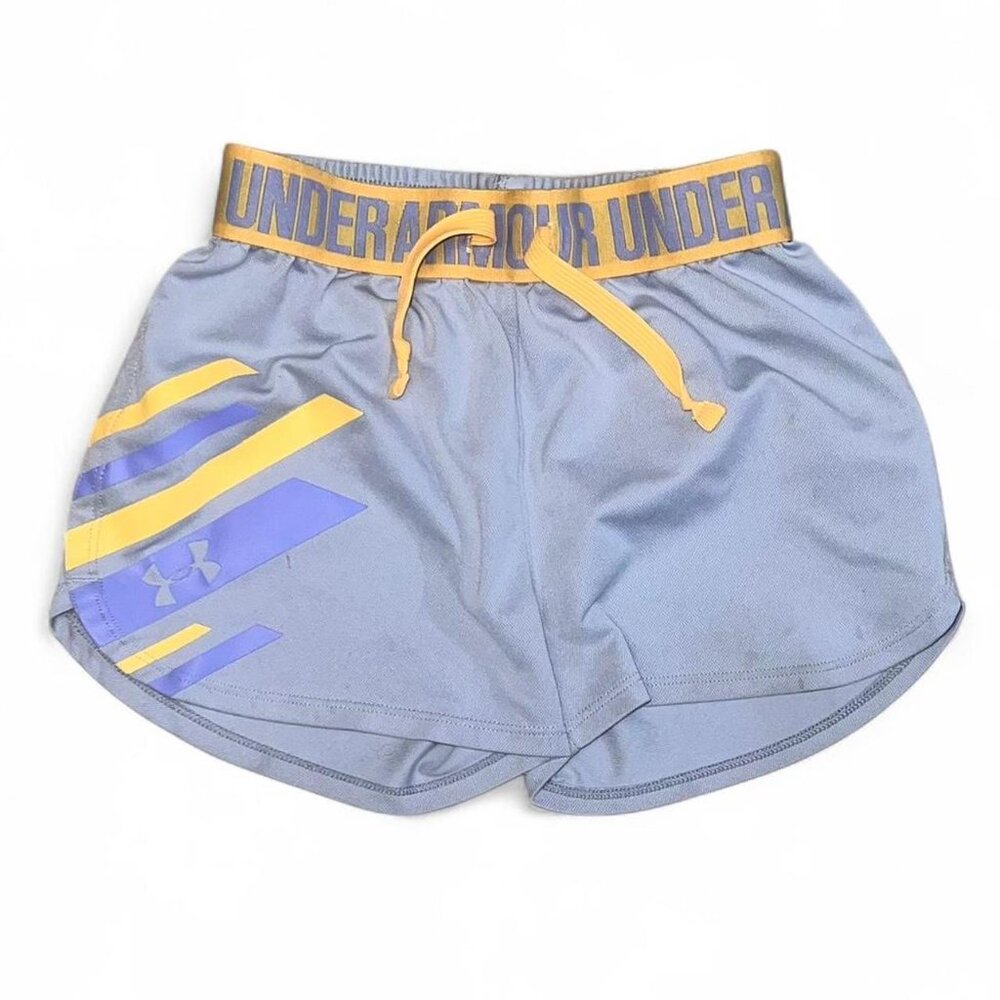 Under Armour Kids Gray Purple Yellow Athletic Shorts